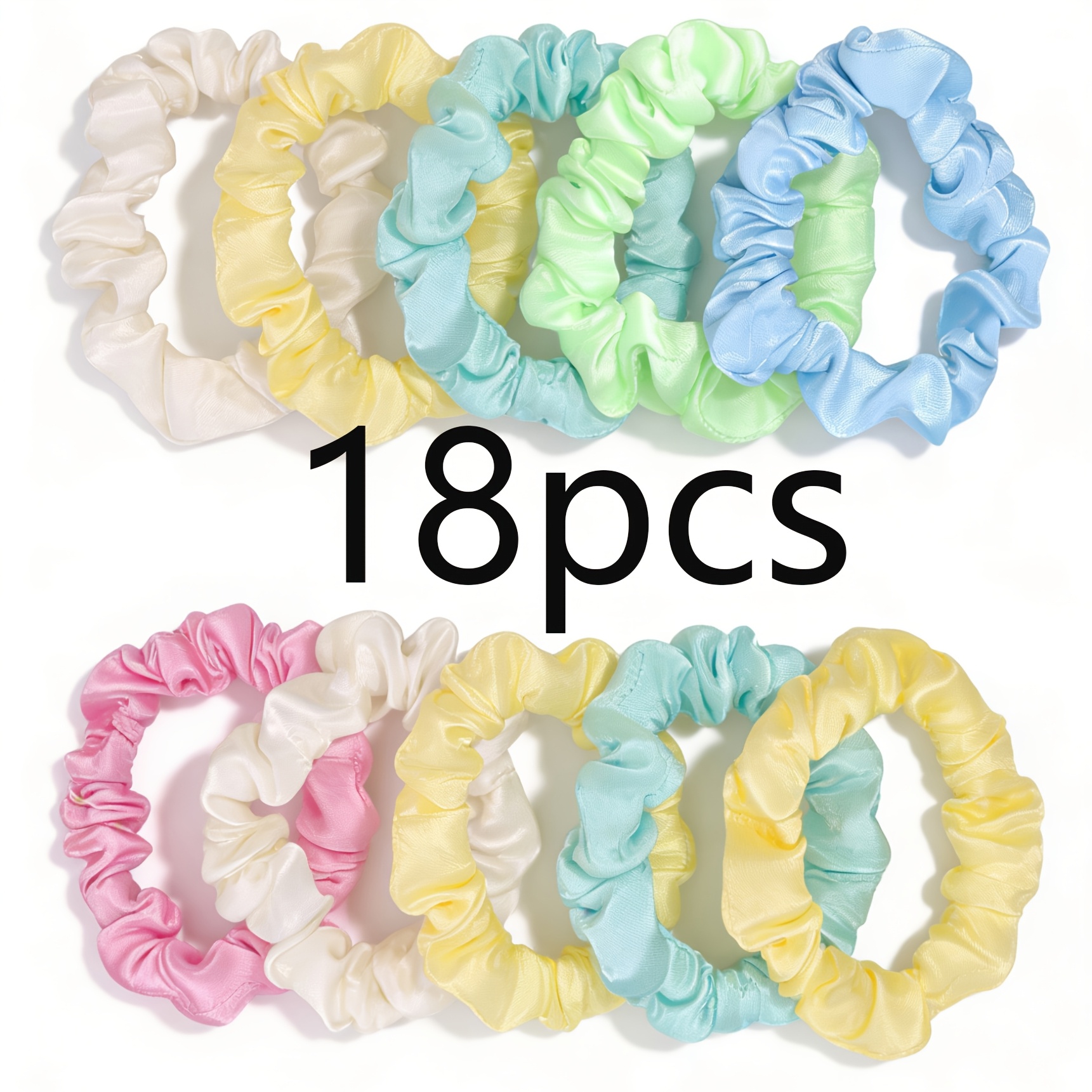 TEMU 18pcs Set Of Versatile High-elasticity Satin Hair Ties For High/low Ponytails And Buns