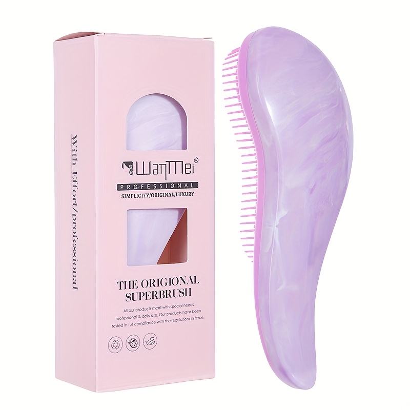 TEMU Brosse à cheveux déroulante marbrée, anti-statique, facile à nettoyer, séchage rapide, brosse de massage pour cheveux enchevêtrés, peigne de