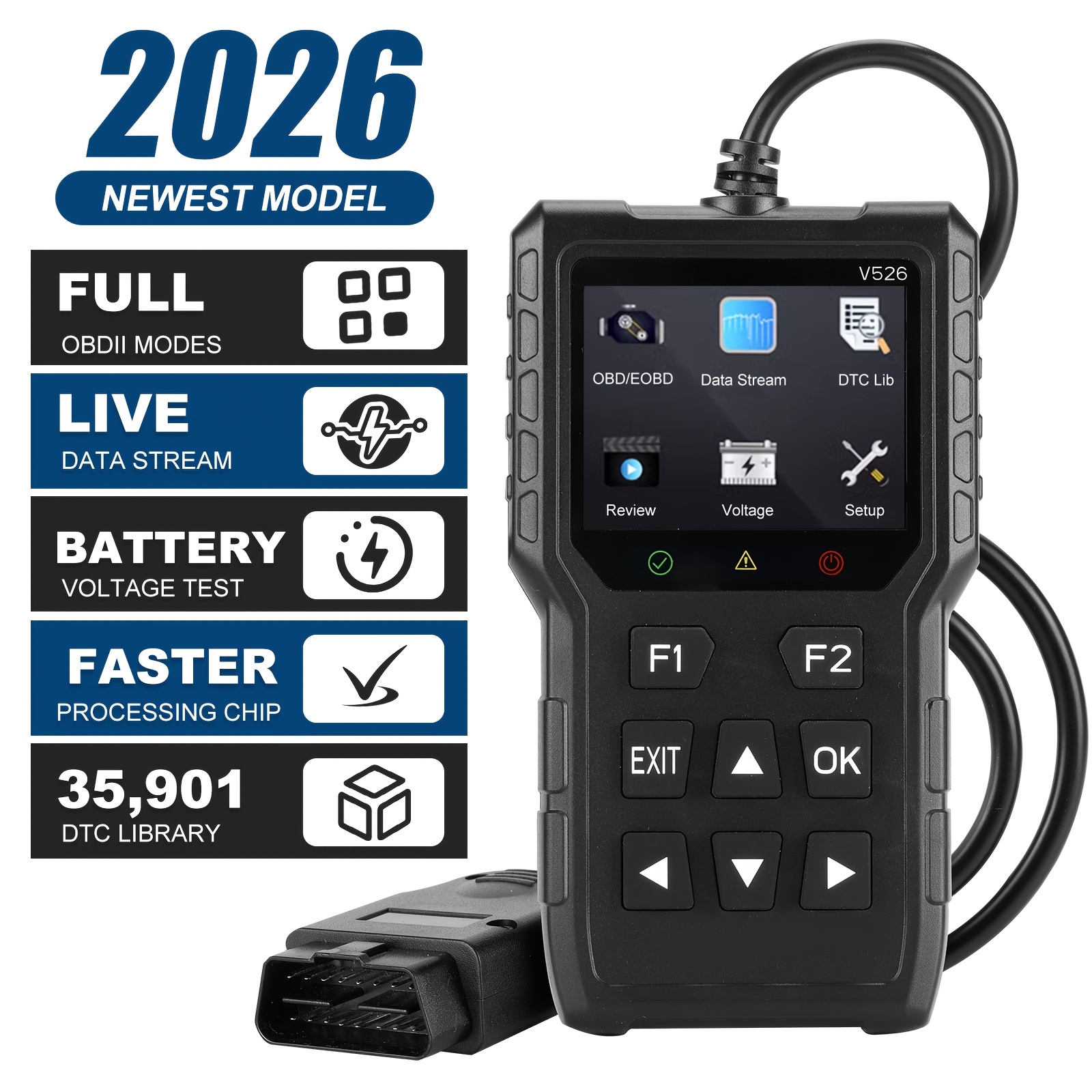 Universal Obd Ii Can Diagnostic Tool - Advanced Scanner For Car Engine Fault Codes - Read And Erase Error Codes For Vehicles From 1996 With , Without Battery