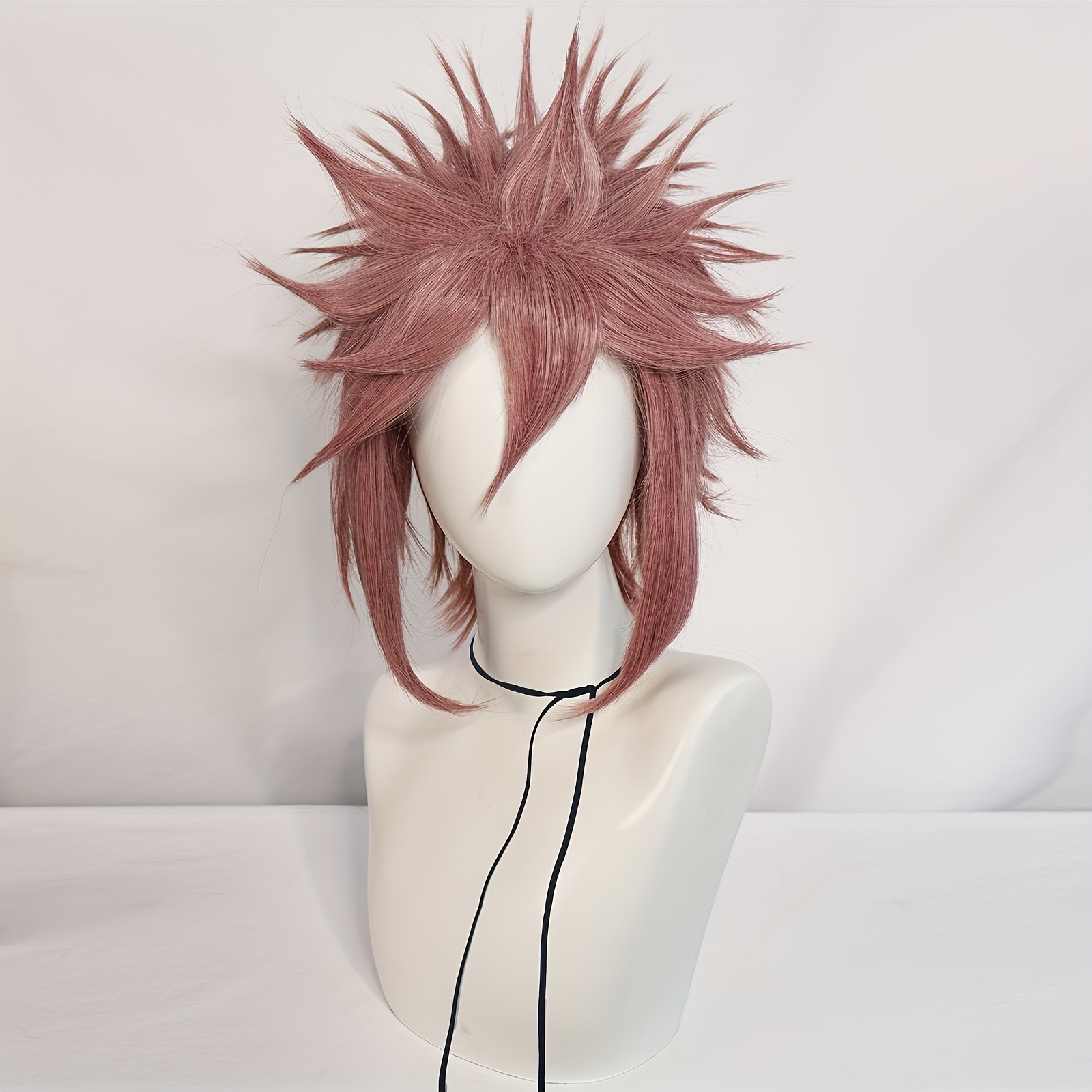 Synthetic Hair Medium Length Brown Straight Spiky Wig Anime Temu