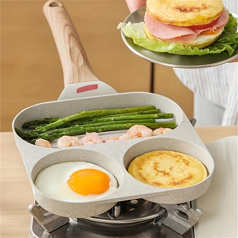 

1pc Premium 4-hole Frying Pan - Ideal For Eggs, Burgers, & Steaks | Aluminum With Coating | & Small Meals | Hand Wash Only