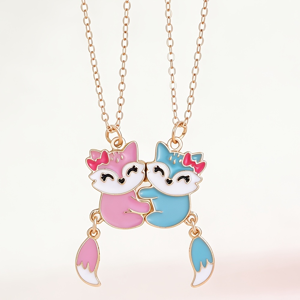 TEMU Conjunto de Collar de Zorro de BFF de 2 piezas, Colgante con Móvil, Joyería Ajustable, Regalos de y para Niñas, Hija y Nietas
