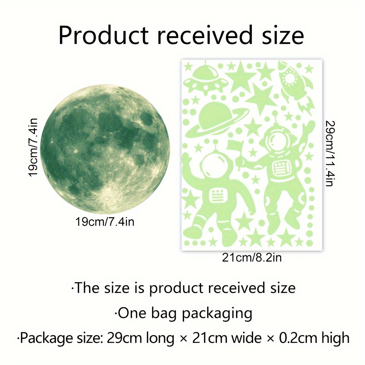 Image of A Set Of 2 Sheets, 21* + 19*19cm, Astronaut Planet -the-dark Switch Stickers, Self-adhesive Removable Wall Decals For Background Wall, Bedroom, Living Room Decoration, Yj008-yw