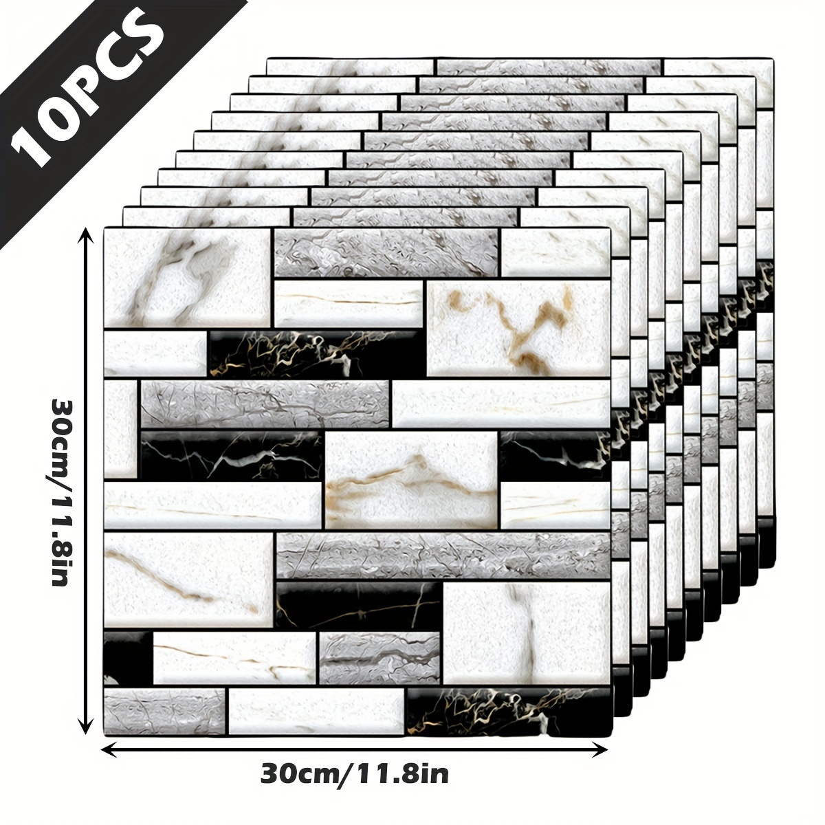 10/20/40pcs, Self Adhesive Tile Wall Sticker Home Decor 3d Pvc Sticker Covers For Kitchen Cupboard Bathroom Waterproof Wallpaper