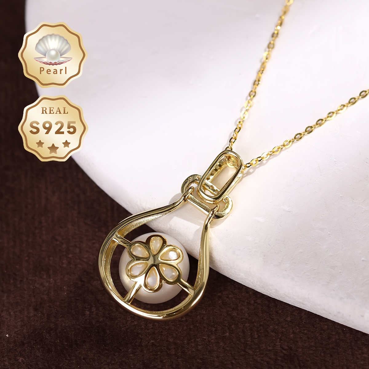 925 Silver Pendant with String of White Cultured Freshwater Pearls