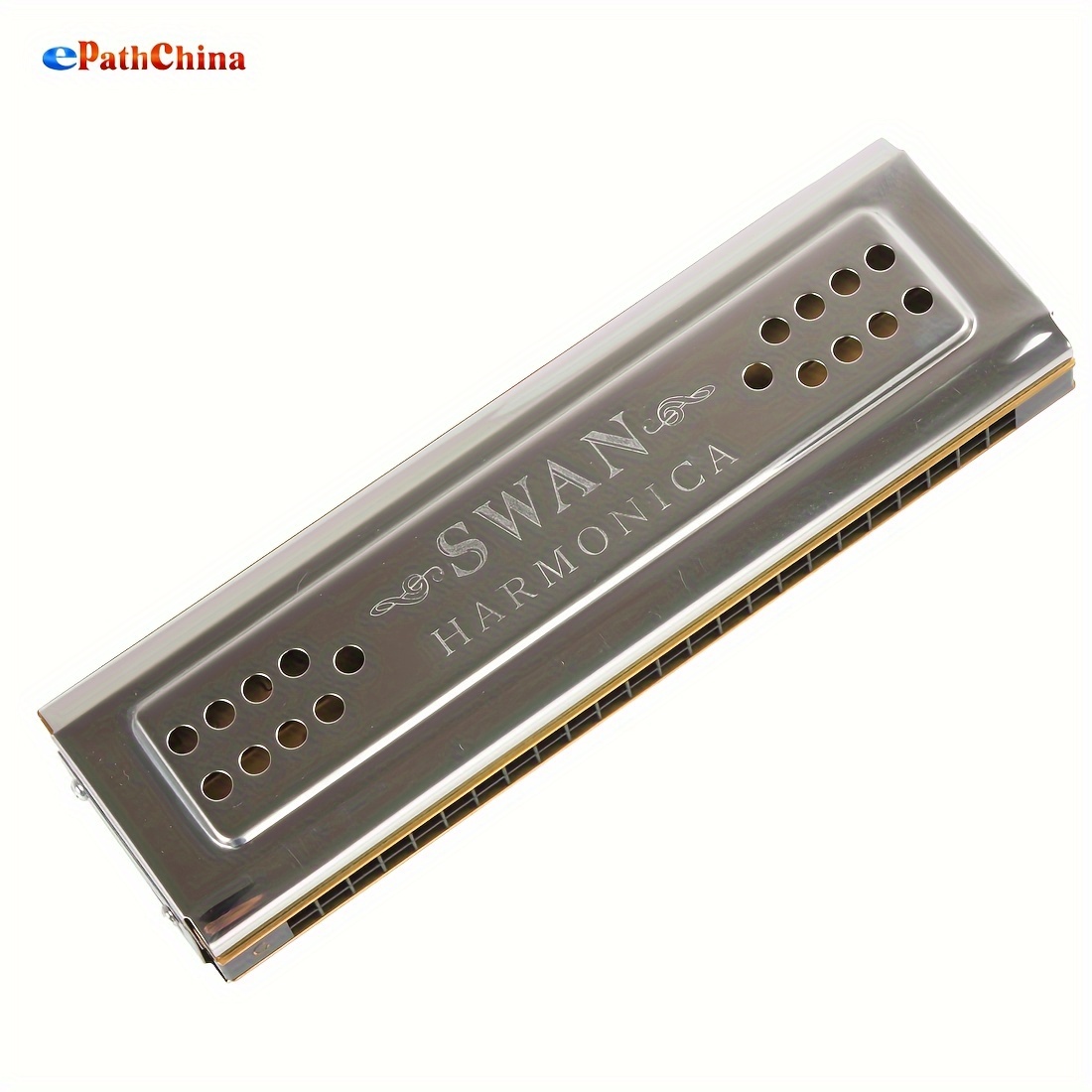 

Swan 24-hole Double-sided Tremolo Harmonica, Dual Key , Polished Metal Finish, Professional Standard Diatonic Mouth Organ For Beginners