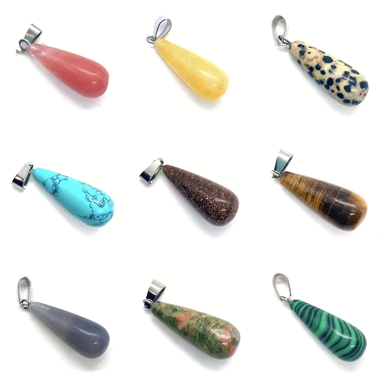 10pcs Natural Stone Long Teardrop Pendants for Jewellery