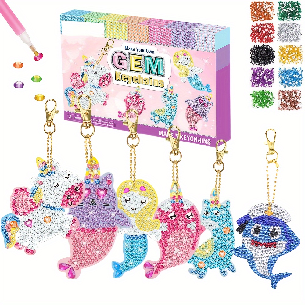 

Acrylic Gem Keychain Making Kit - Diy Animal Rhinestone Keychains Craft Set, No Power Required