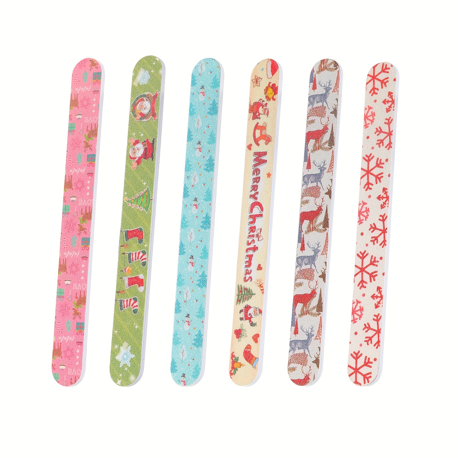 10 Christmas Nail Files, Double-sided Nail Files And Buffing Blocks, Suitable For Nail Shaping And Manicure, Random Patterns