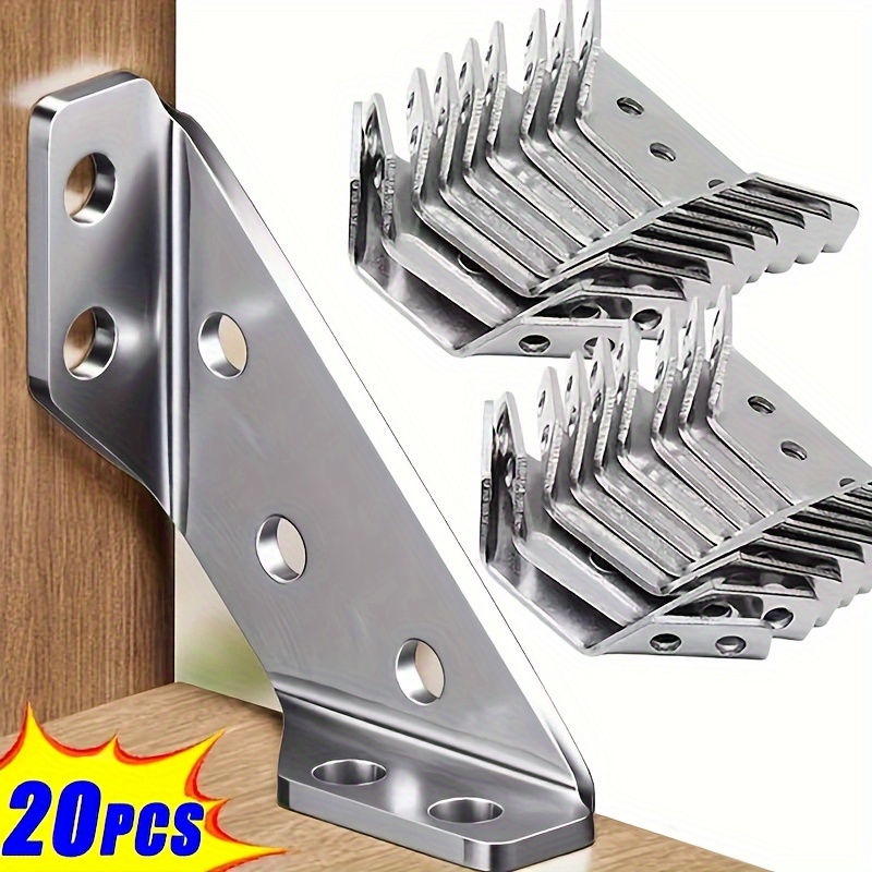 TEMU 20pcs Heavy Duty 304 Stainless Steel Braces - For Cabinets & Furniture, Industrial Hardware