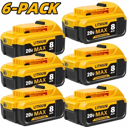 1 2 4 6pack 8 0ah replacement battery for dewalt compatible with dewalt 20 batteries 2 dcb206 dcb204 dcb203 dcb208 for dewalt 20v cordless power tools