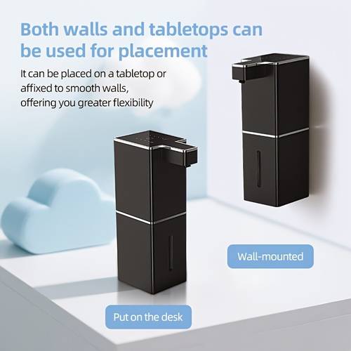 automatic sensor soap dispenser hand sanitizer dispenser 380ml capacity usb charging touchless operation adjustable dispensing volume wall mountable desktop placement suitable for hotels kitchens bathrooms and homes bathroom accessories