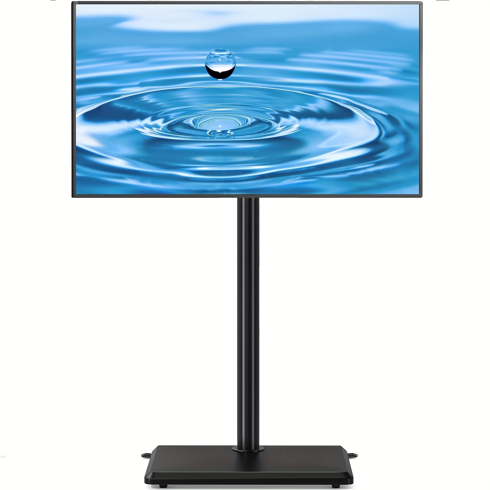 5Rcom Mobile TV Stand On Wheels For 32-75" TVs - Height Adjustable, Dual-Pole, Lockable Wheels, Holds 88 Lbs, VESA 100x100 To 400x400