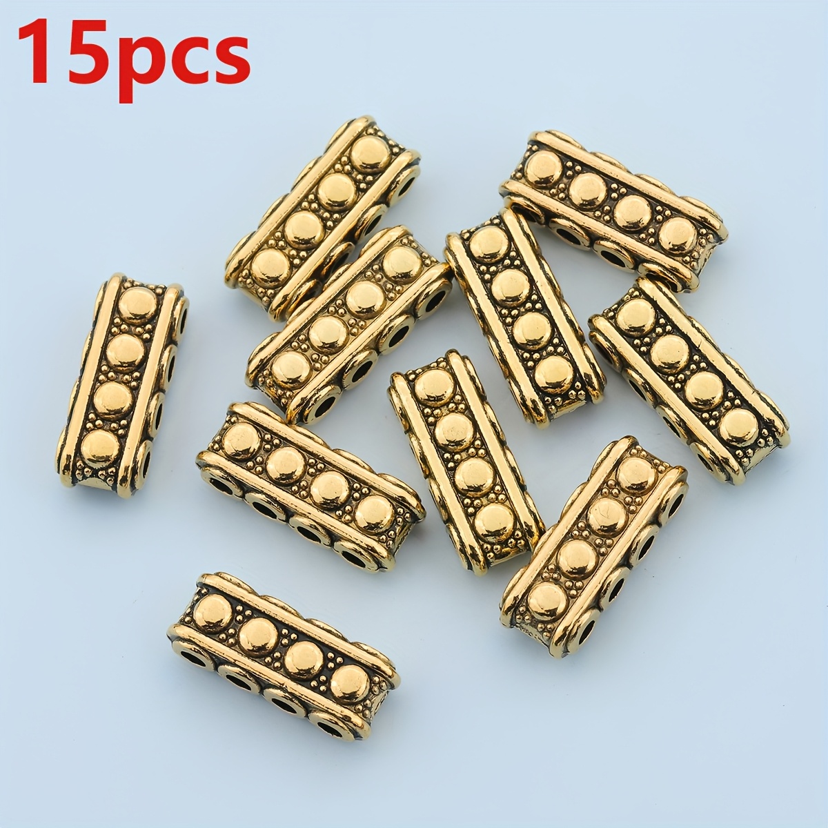 TEMU 30pcs/15pcs Four-row Hole Connectors, 17mm Rectangular Multi-hole Loose Spacer Beads, Round Hole Long Spacer Beads, Decorative Beads, Pierced
