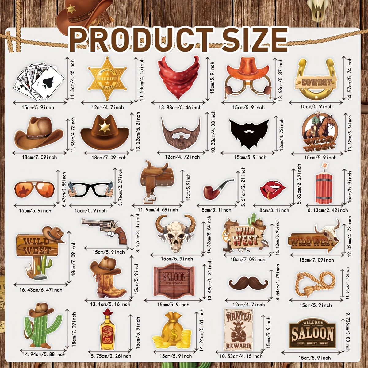 25-teilige Cowboy Photo Booth Requisiten – Western-Style Foto-Accessoires Für Jungen & Männer-Partys