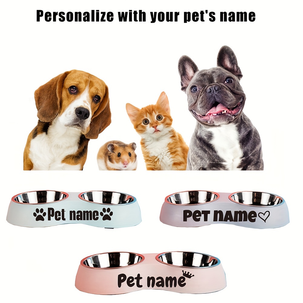 

Custom Engraved Double Pet Bowls For Dogs - Non-slip, Anti-tip Plastic & Stainless Steel Food And Water Bowl Set With Personalized Name