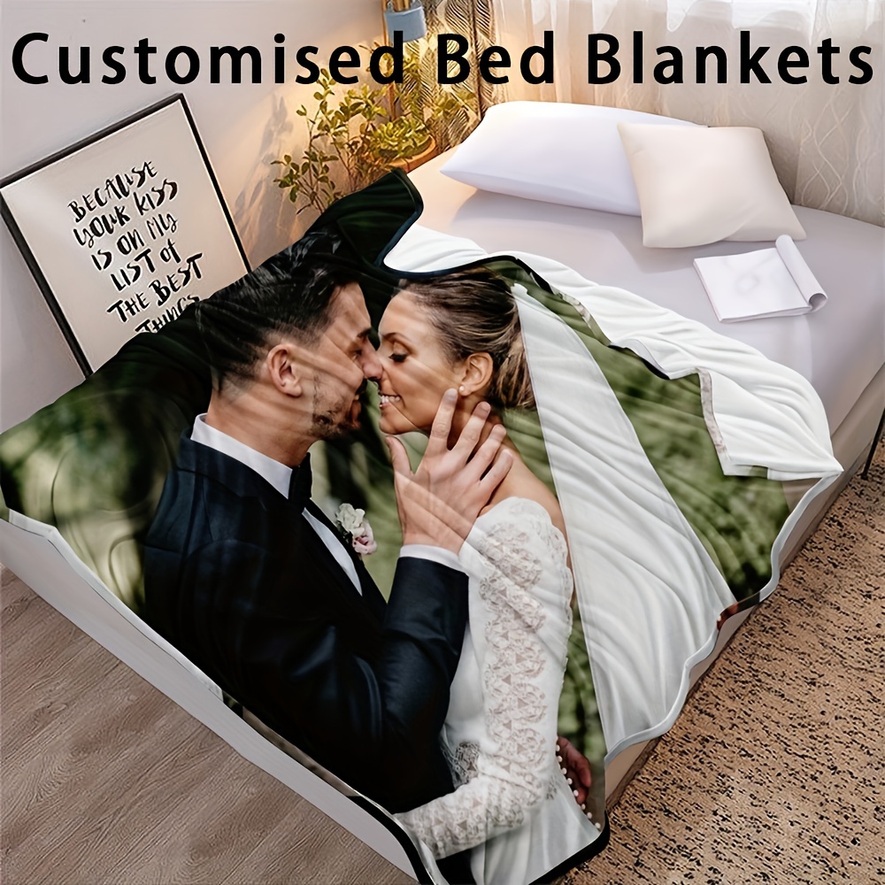 

Custom Photo Blanket - Personalized Flannel Throw For All Seasons, Perfect Gift For Weddings, Birthdays, Christmas & Valentine's Day - Hypoallergenic, Machine Washable