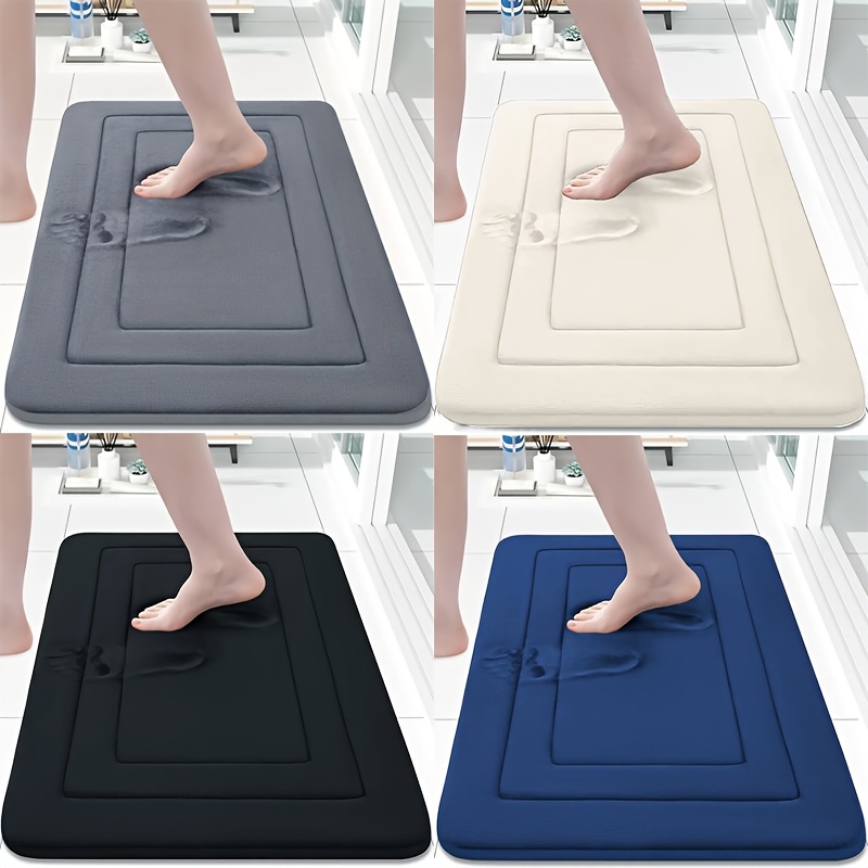 

1pc Of Coral Fleece Bathroom Floor Mat Anti Slip Pad - Anti Slip, Quick Drying, Machine Washable - Bathroom And Toilet Floors, With Pvc Anti Slip Bottom