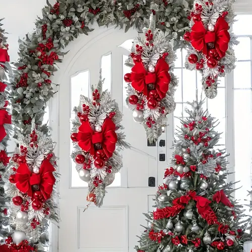 handmade christmas wreath staircases doors festive holiday decoration for home indoor outdoor christmas decor batteries