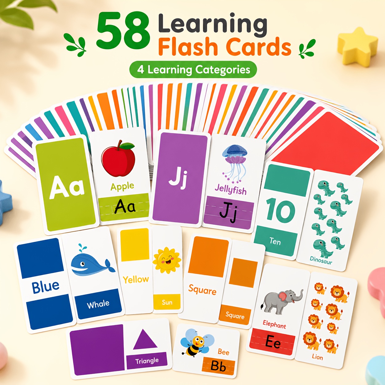 58pcs Children Learning Cards for Cognitive Development