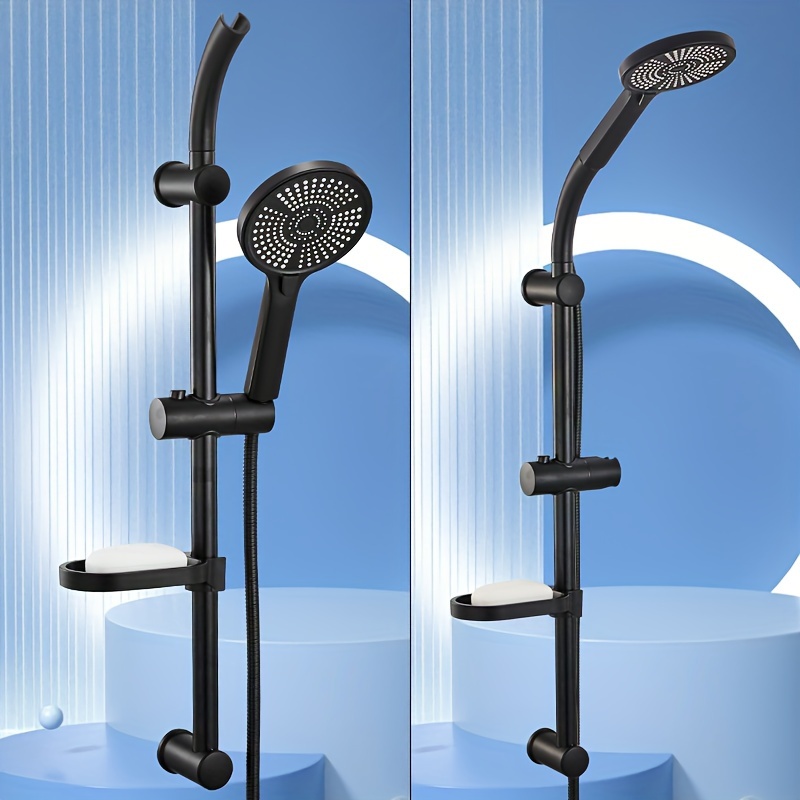 shower riser rail stainless steel bathroom slider rail height adjustable shower rod shower riser stand brackets   shower head holder for bath shower system total 700mm