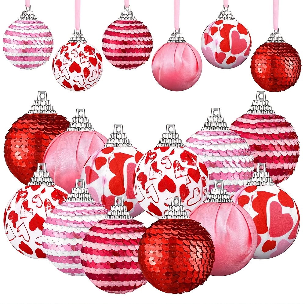 

12pcs Mini Valentine's Day Ornaments - 1.97" Decorations For Home, Wedding & Anniversary Parties, Assorted Styles, Tree Ornaments, Party Decorations