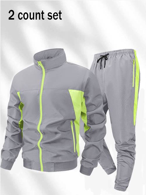 herren-jacken- sporthosen-set, glatter -stoff mit reißverschluss, herbst/winter freizeit-oberbekleidung. cardigan mit kette für zu hause, lässiger cardigan, lustiges modisches vielseitiges oberteil, stehkragen-jacke hosen-kombination, maschinenwaschbar, für sport