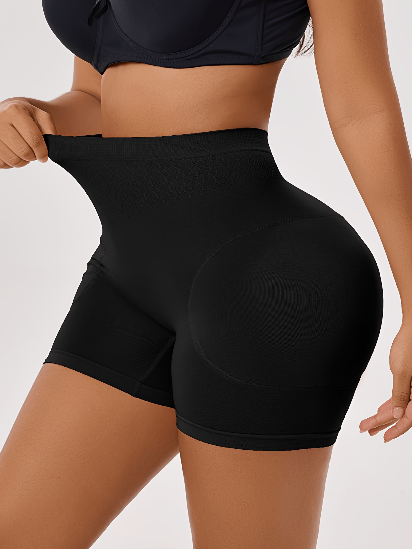 1pc Women's High-Waist Shaping Shorts with Faux Butt Pads - Tummy Control, Butt Lift, Waist, High-Waist Design, Solid Color, Suitable for Daily Yoga and Fitness Wear