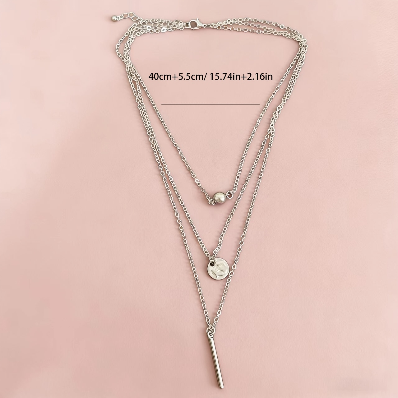 Women's Minimalist Long Pleated Circle Pendant Necklace