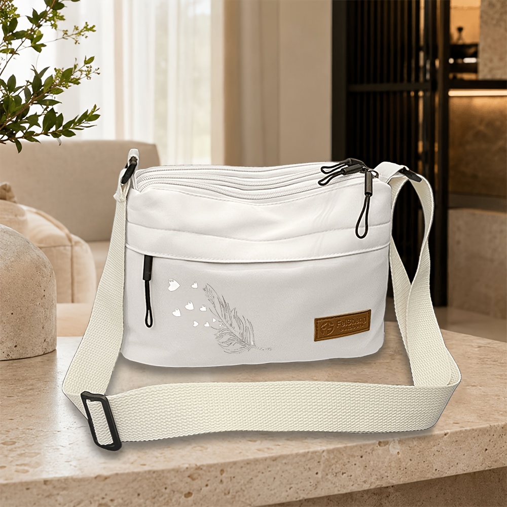 TEMU Women's Minimalist Crossbody Bag With Adjustable Strap & Fringe Tassels - Multi-pocket Single-shoulder Purse Suitable For Travel, Commuting,