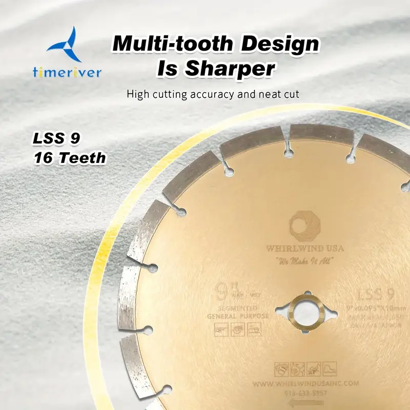 Whirlwind USA 16 in. 28-Teeth Segmented Laser Welded Diamond Saw Blade for Dry or Wet Cutting Concrete Stone Brick and Masonry Whirlwind USA 16 in. 28-Teeth Segmented Laser Welded Diamond Saw Blade for Dry or Wet Cutting Concrete Stone Brick and Masonry