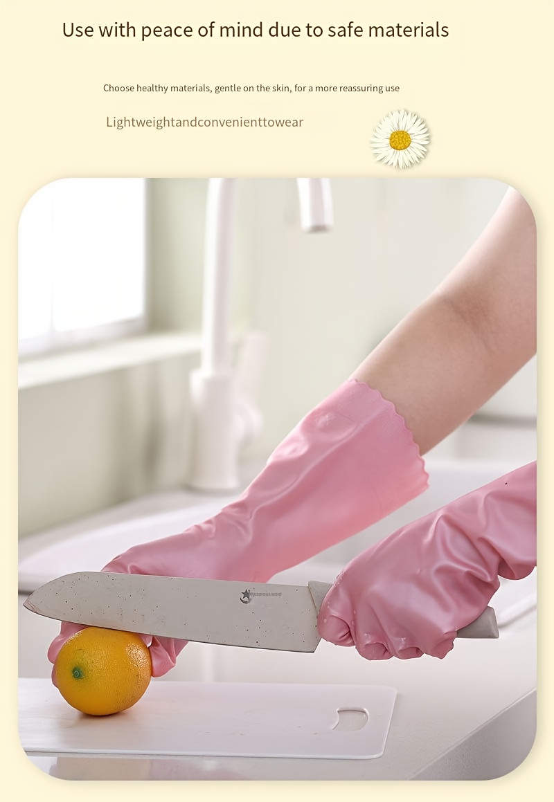 waterproof housework cleaning gloves kitchen cleaning latex household dishwashing laundry gloves wear resistant rubber gloves details 4