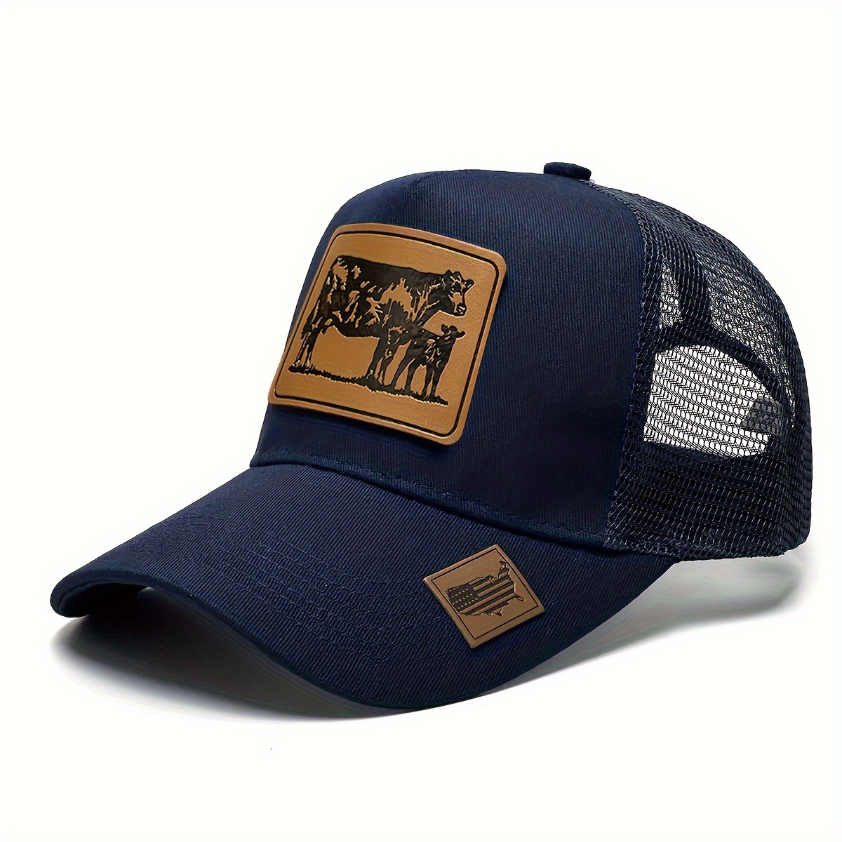 Bull Patched Outdoor Trucker Vintage Style Mesh - Temu