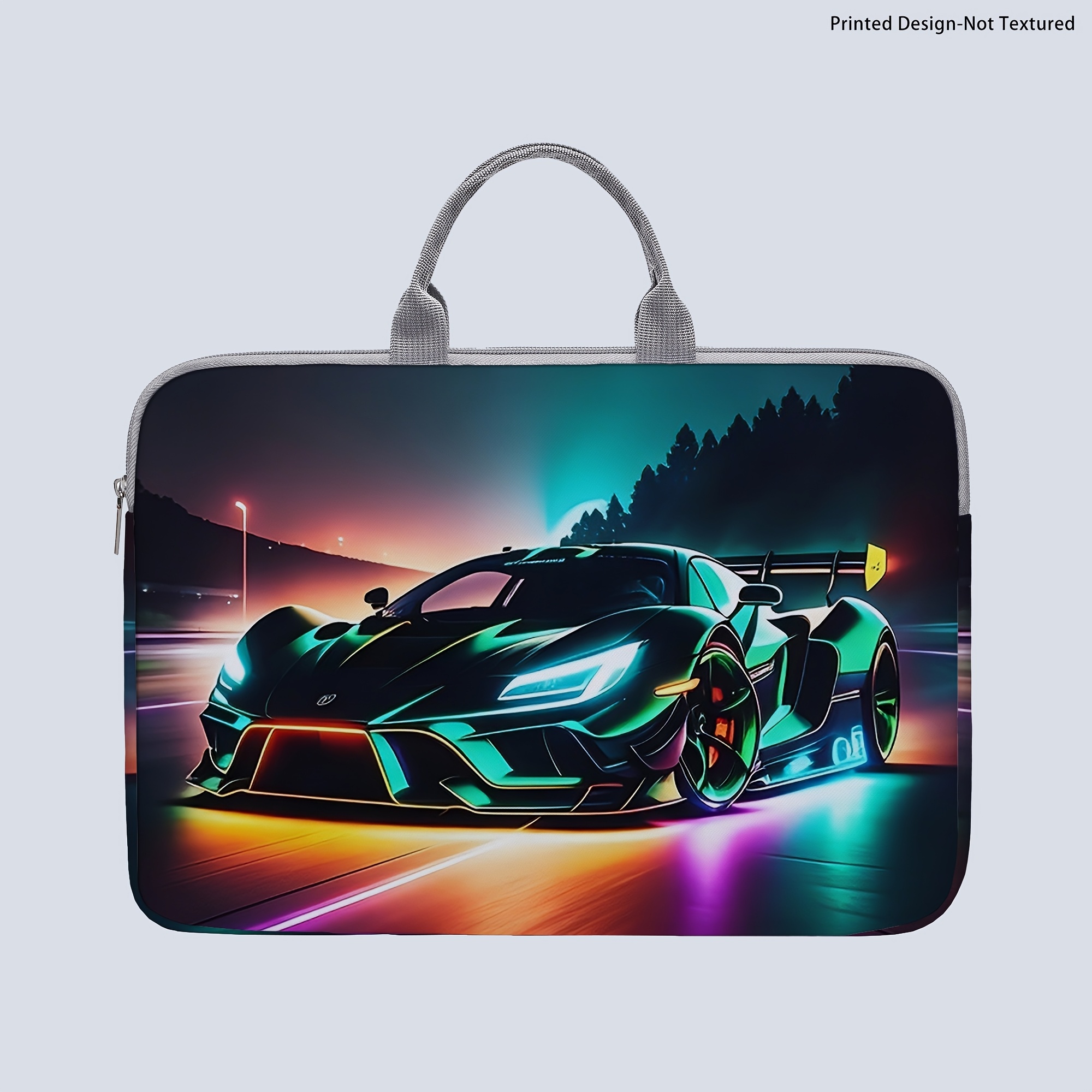 TEMU [printed Design-not Textured] 1 Laptop Bag, Car-print Laptop Bag, Briefcase-style Fabric Bag, Fits 14-inch Laptops, Soft Laptop Sleeve,