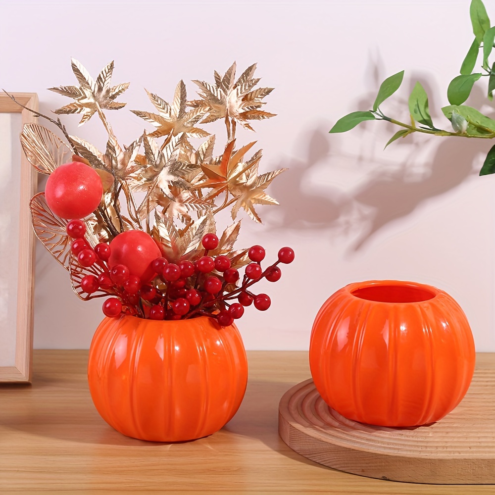 

Charming Pumpkin-shaped Plastic Vase - Classic Chinese Style, Perfect For Home Decor, Housewarming Gifts & Wedding Celebrations