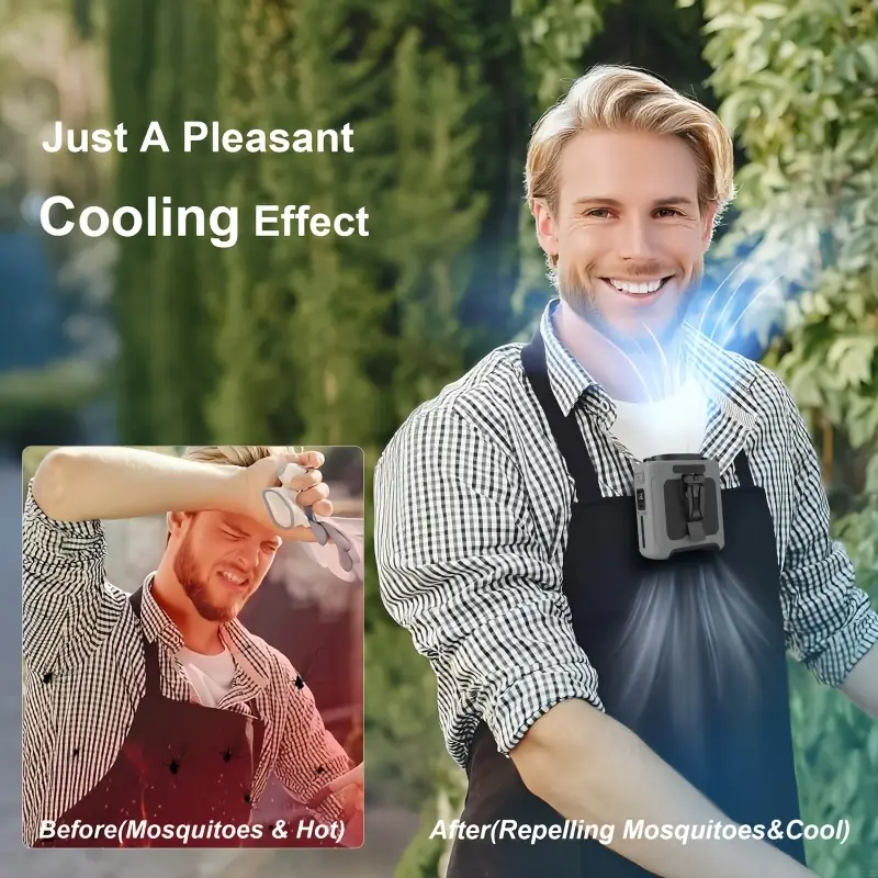 camping portable fan 10000mah rechargeable waist fan with wearable belt clip 5 built in led light 40 hr cooling for outdoor hiking fishing details 3