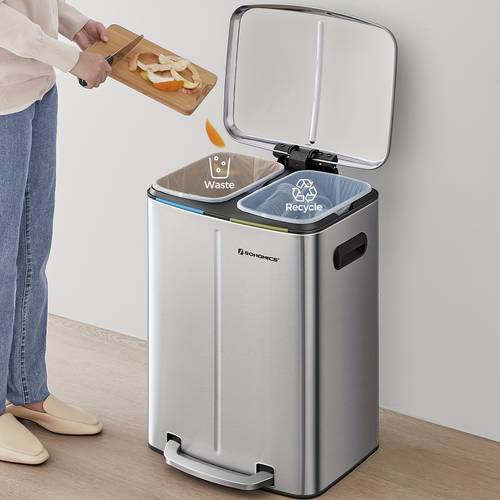 rash x 20l for kitchen dual compartment metal step bin with plastic inner buckets soft close lids and handles odour seal