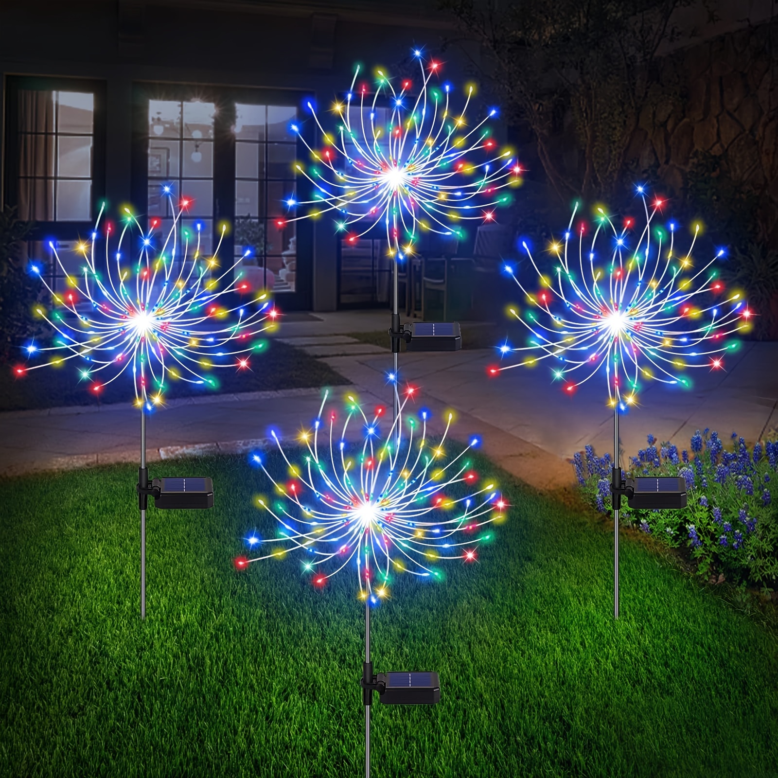 

Solar Lights Waterproof, 4 Pack 480 Led Solar Lights Decorative With 2 Outside For Flowerbed Decor