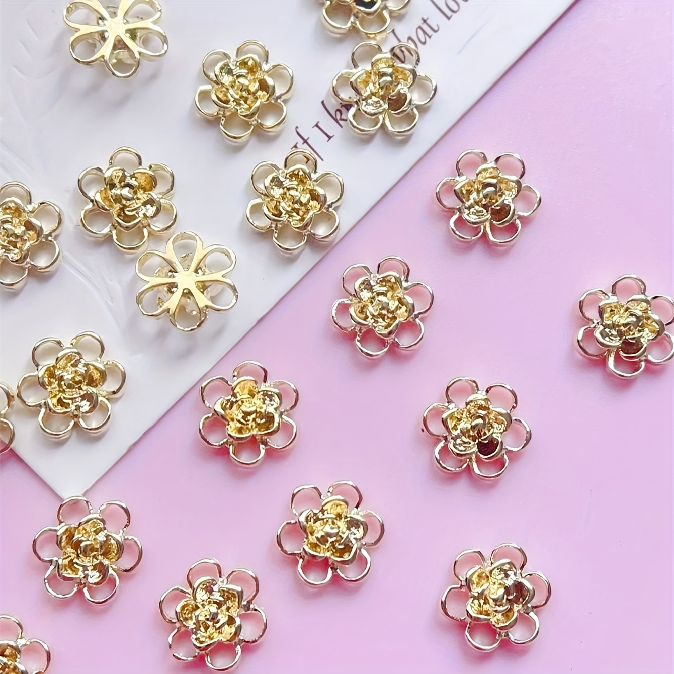 Image of 8pcs Set 3d Nail Art Charms, 3d Rose-shaped Nail Decorations, Alloy Nail Art Accessories, Hollow Nail Studs, Pin Nail Jewelry, Nail Art Embellishments, Handmade Nail Supplies