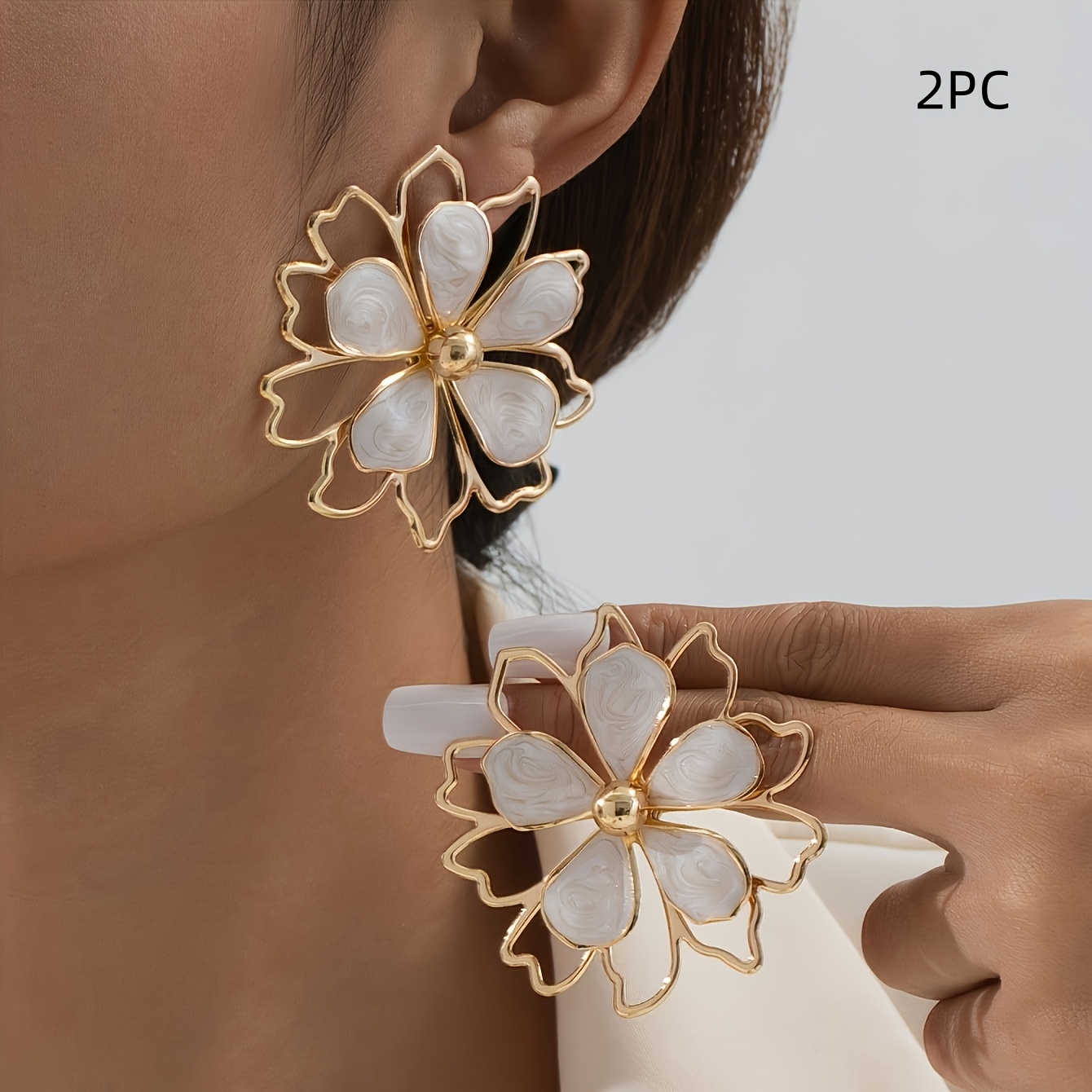 TEMU 2pcs Bohemian Style Fashionable And Elegant Creative Sunflower Earrings, Suitable For Beach Vacations And Everyday Wear