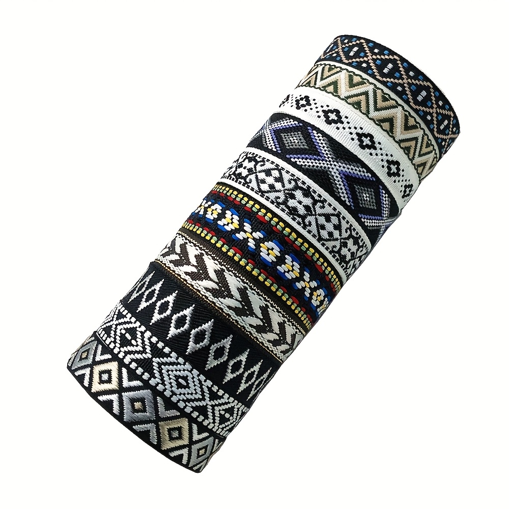 Image of 10pcs Set Of Artistic Retro Handmade Men's Woven Bracelets, Nepal Bohemian Artistic Style -color Striped Bracelet Printed Fabric Women's Hand Rope Bracelet Jewelry