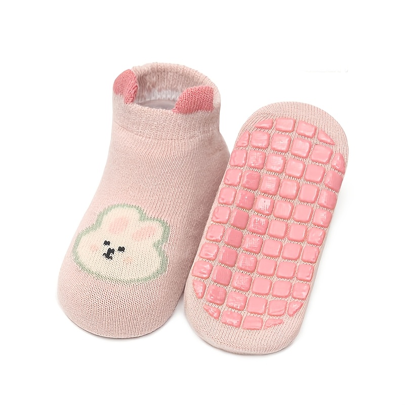 TEMU 1 Pairs Kids Non-slip Floor Socks Inventive Cartoon Animal Rabbit Elephant Pattern Breathable Comfortable Girls Boys Toddler Baby Socks