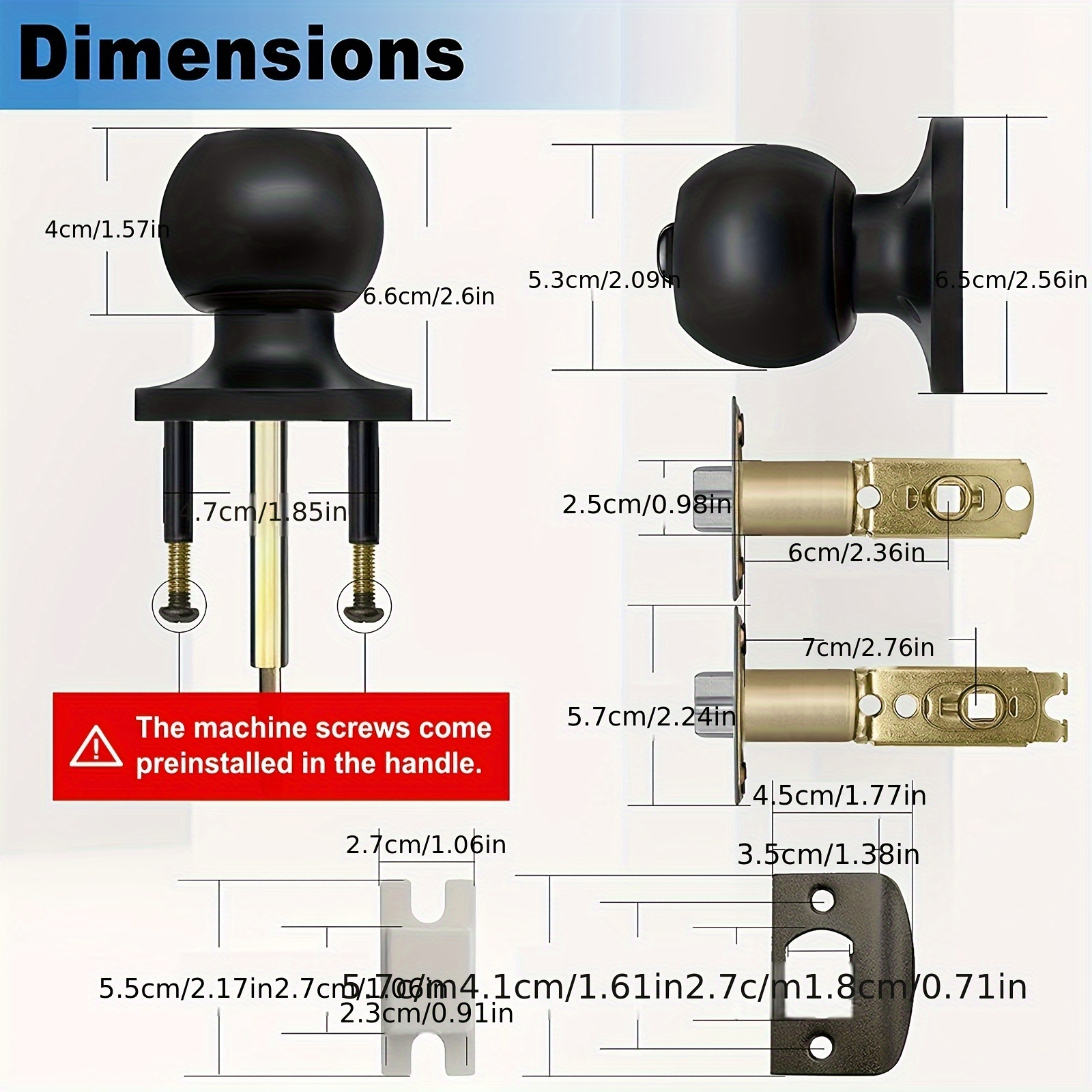 Door Knobs Lock Key Matte Black Round Ball Locks - Temu