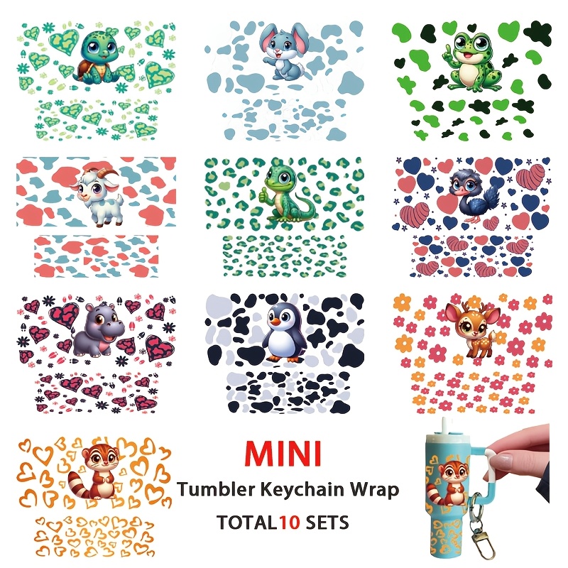 TEMU 10pcs Mini Uv Dtf Keychain Packaging, High Quality And Durable Diy Burning For Mini Keychain Packaging Transfer Paper, Suitable For Accessories,