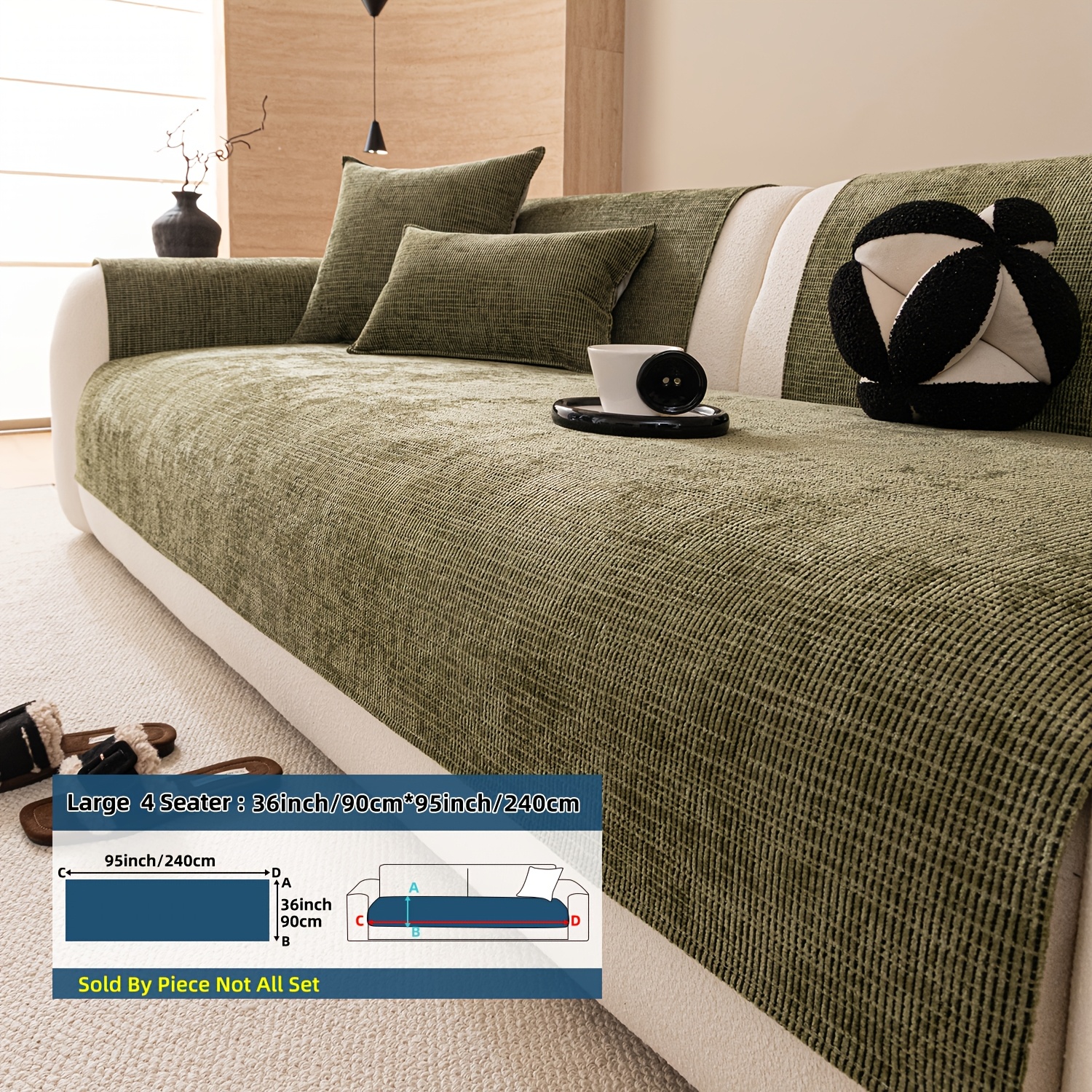 TEMU 1pc Modern And Simple Chenille Sofa Cushion, Pet-friendly, And Optional, Non-slip, Machine Washable, Suitable For 1-4-person Sofas, Used For