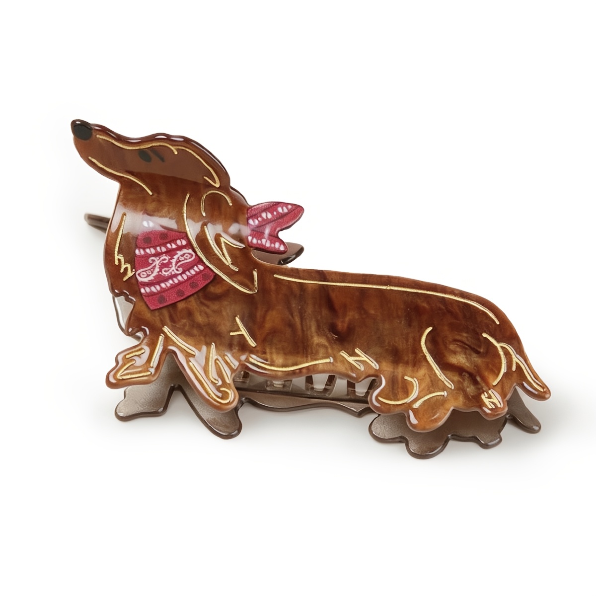 TEMU 1pc Brown Puppy Hair Claw Clip, Large Animal-shaped Hair Clip, Fun And Cute Shark Clip For Women's Back Of Head, Headwear Gift For Dog Lovers,