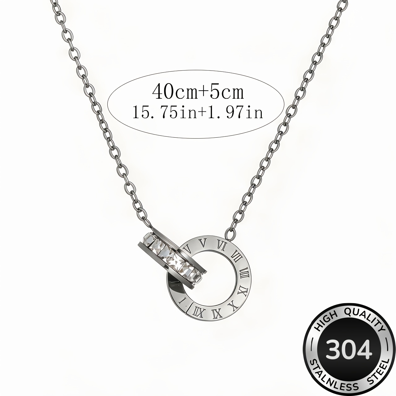Women's Dual Interwoven Circular Necklace in Hypoallergenic Stainless Steel