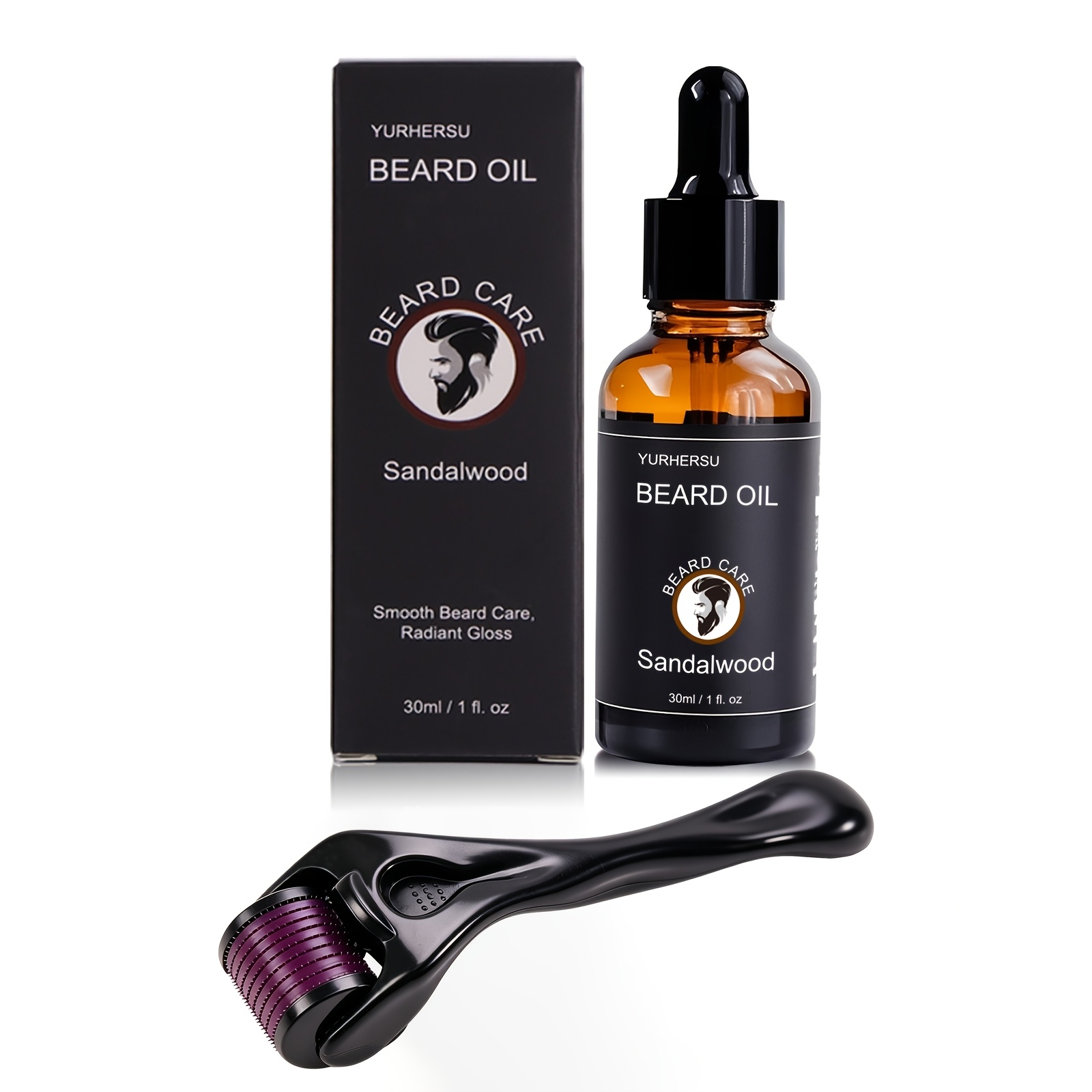 Image of Beard Essential Oil With Castor Oil, Beard Roller For Smooth Beard, Drip Design For Convenient Application, Powerful Skincare With Long-lasting Moisturizing | Needle Length <0.25mm