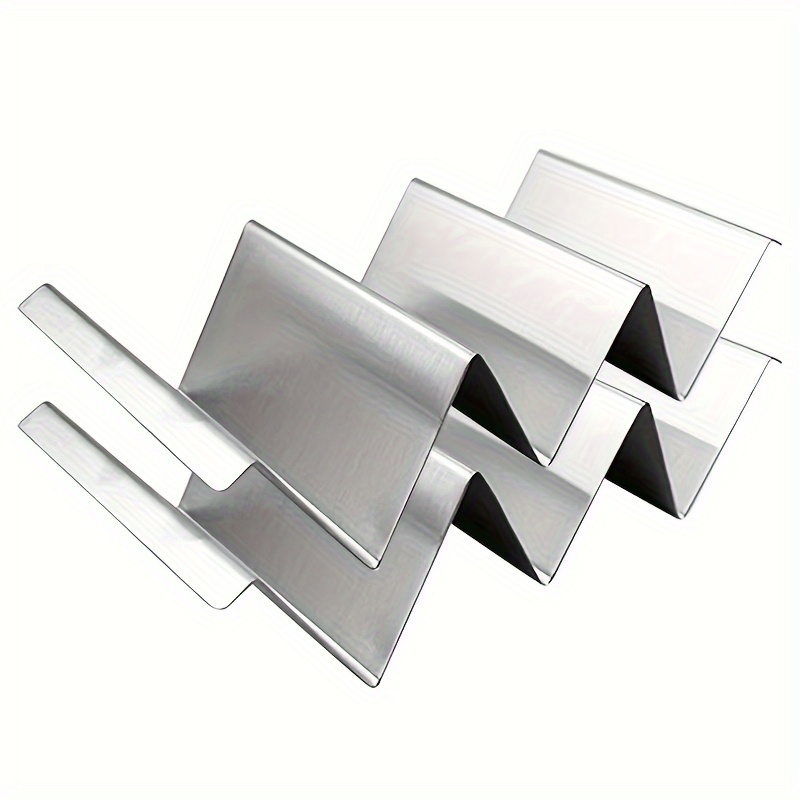 Image of W-shaped 2/4/8pcs Stainless Steel Taco Holder, W-shaped Flatbread Rack, Taco Stand, Tortilla Holder, Pancake Tray