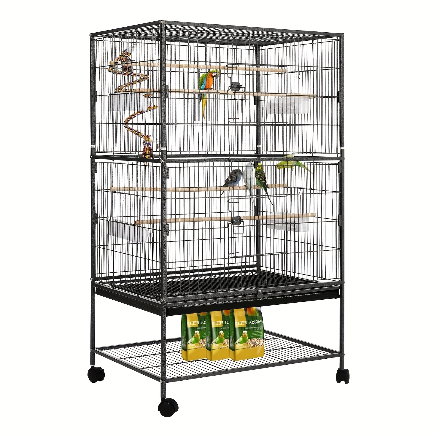 TEMU Spacious Small Animal Cage Made Of Metal, Designed For Pets With , Includes A Feeding Bowl For Budgies, Features A Toy And A For Birds, Equipped
